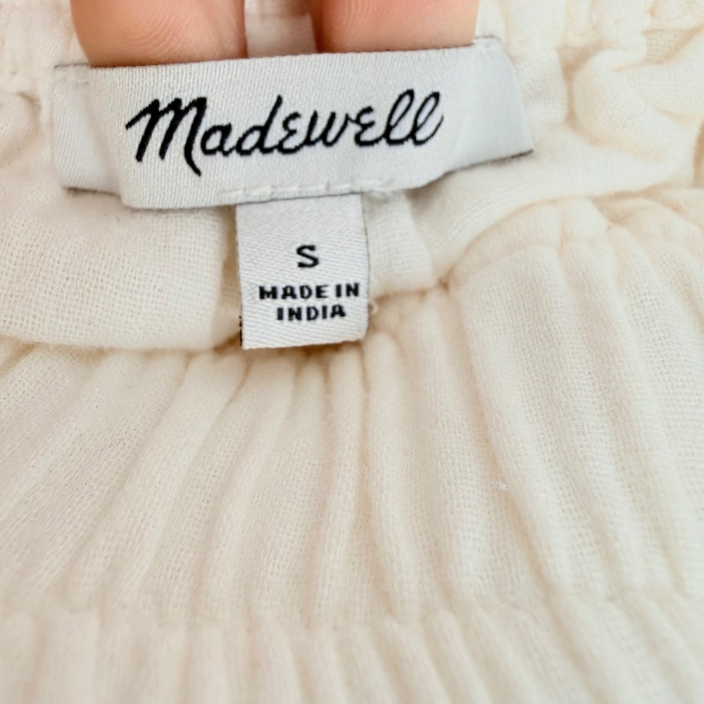 Madewell Double Gauze Wide-Leg Pants S Cream Pull-On Drawstring Beach Cotton - Picture 8 of 15